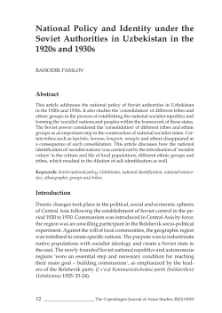 National Policy and Identity under the Soviet Authorities