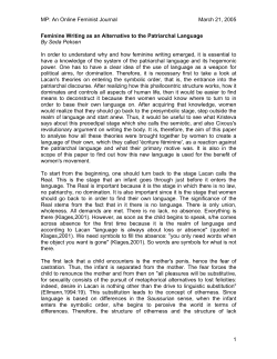 Feminine Writing as an Alternative to the Patriarchal Language