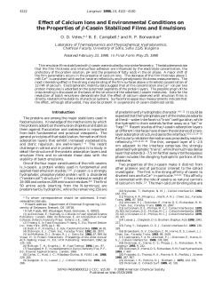 Effect of Calcium Ions and Environmental Conditions on the