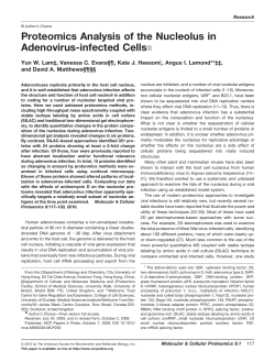 Proteomics Analysis of the Nucleolus in