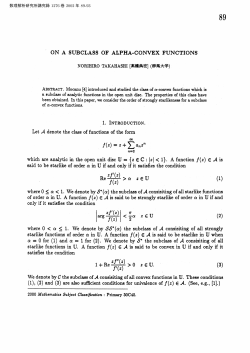 1. JNTRODUCTION. starlike functions of order $\alpha