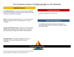 Text Complexity Analysis of Of Mice and Men by John Steinbeck