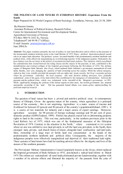 The Politics Of Land Tenure In Ethiopian History