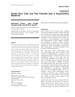 Dental Stem Cells and Their Potential Role in Regenerative Medicine