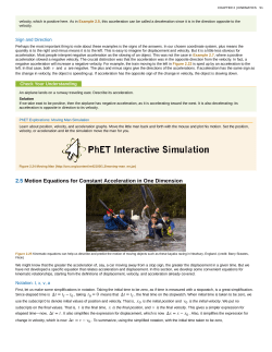 2.5 Motion Equations for Constant Acceleration in One