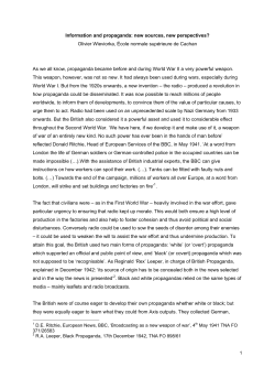 1 Information and propaganda: new sources, new perspectives