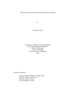 The Russian Pre-Theatrical Actor and the Stanislavsky