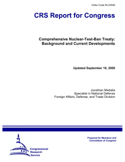 Comprehensive Nuclear-Test-Ban Treaty: Background and