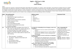 Year 11 ATAR English Course Outline Unit 1 and 2