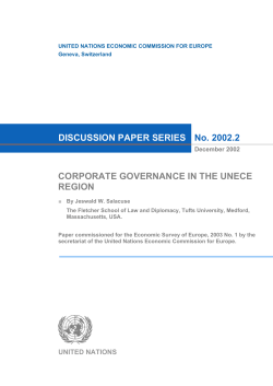 No. 2002.2 CORPORATE GOVERNANCE IN THE UNECE REGION
