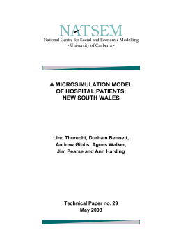 2.1 NSW hospitals administrative datasets - NATSEM