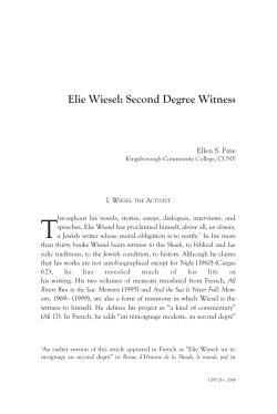 Elie Wiesel: Second Degree Witness
