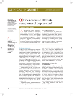 Does exercise alleviate symptoms of depression?
