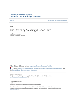 The Diverging Meaning of Good Faith