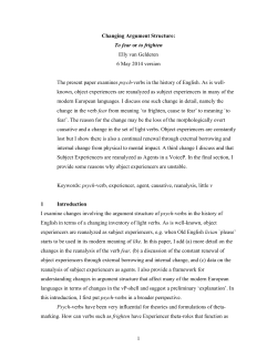 To fear or to frighten Elly van Gelderen 6 May 2014