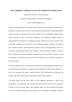 State Capitalism: Challenges Faced by the Multilateral Trading System