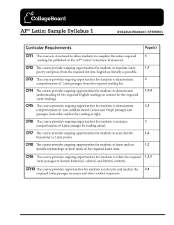 AP&reg; Latin: Sample Syllabus 1