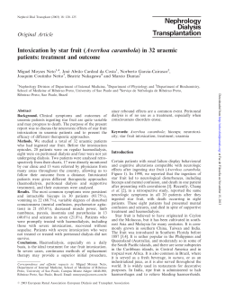 Intoxication by star fruit (Averrhoa carambola) in 32 uraemic patients