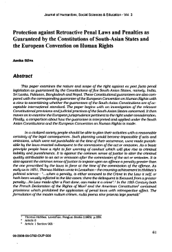 Protection against Retroactive Penal Laws and Penalties as