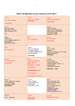 INCA Life Member List Updated upto 01 Jan 2017