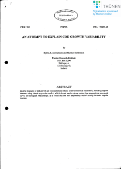 AN ATTEMPT TO EXPLAIN COD GROWTH VARIABILITY