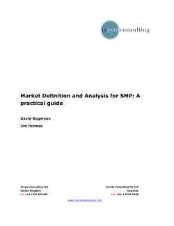 Market Definition and Analysis for SMP: A