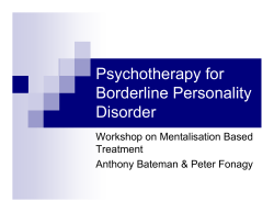Psychotherapy for Borderline Personality Disorder