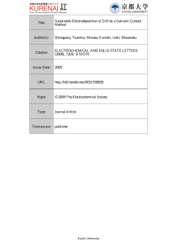 Title Sustainable Electrodeposition of ZnO by a Galvanic Contact