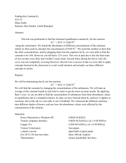 Finding the Constant Kc 4/21/15 Maya Parks Partners: Ben Seufert