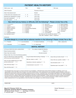 Health History - Dr. Mary O`Connor