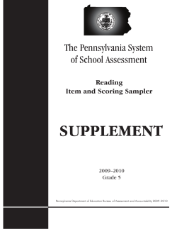 5th Grade Reading Item and Scoring Sampler