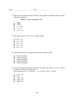 Name: Date: ______ 1. What answer should be reported