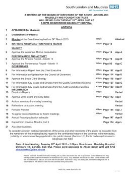 Board Agenda - South London and Maudsley NHS Foundation Trust.