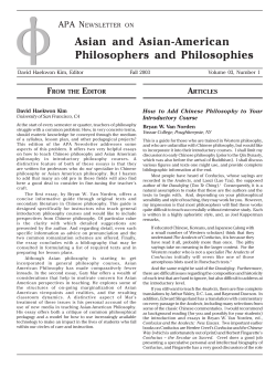 Asian Philosophy Vol.3No.1 - The American Philosophical Association