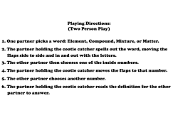 Playing Directions: (Two Person Play) 1. One partner picks a word