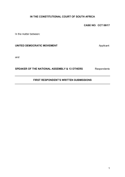 Heads of Argument: Speaker of the National Assembly