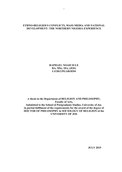 ETHNO-RELIGIOUS CONFLICTS, MASS MEDIA AND NATIONAL