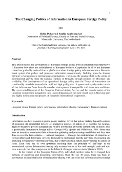 The Changing Politics of Information in European Foreign Policy