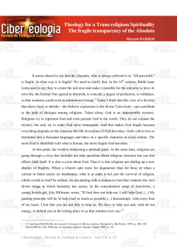 Theology for a Trans-religious Spirituality The fragile