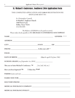 St. Michael`s Conference, Southwest 2016 Application Form