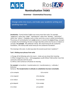 Nominalisation TASKS