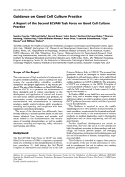 Guidance on Good Cell Culture Practice