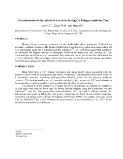 Determination of the Aldehyde Levels in Frying Oil Using p