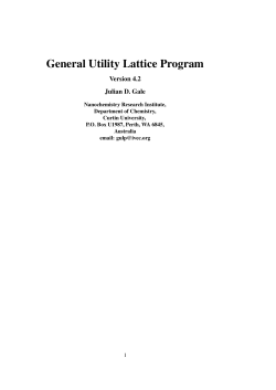 General Utility Lattice Program - GULP