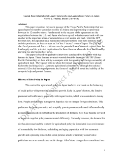 International Legal Frameworks and Agricultural Policy in Japan