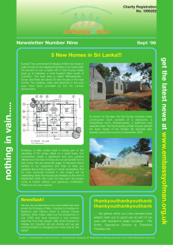 Issue 9 &ndash; Plans to Build Homes in Sri Lanka