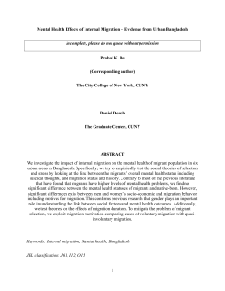Mental Health Effects of Internal Migration &ndash; Evidence from Urban