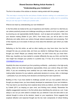 Shared Decision Making Article Number 2: "Understanding your