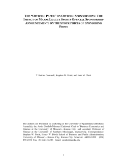 THE &ldquo;OFFICIAL PAPER&rdquo; ON OFFICIAL SPONSORSHIPS: THE