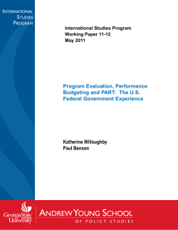 Program Evaluation, Performance Budgeting and PART: The U.S.
